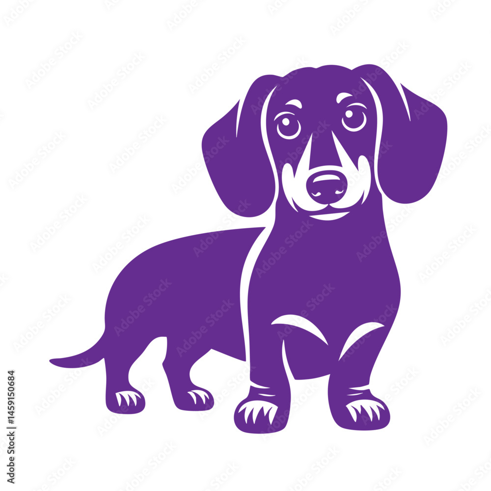 Fototapeta premium Black and White Dachshund Dog Silhouette: A Vector Illustration