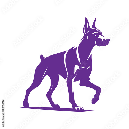 Majestic Doberman Pinscher Silhouette: Elegant Canine Vector Graphic