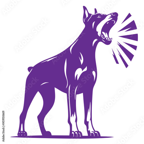 A Fierce Doberman Pinscher Silhouette: Bold Black and White Canine Art