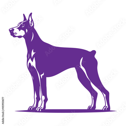 Majestic Doberman Pinscher Silhouette: Elegant Black and White Canine Art