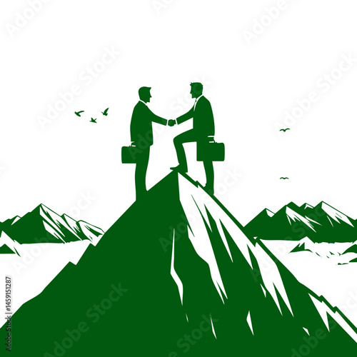 Business Partnership: Reaching the Summit of Success. A powerful illustration of teamwork, collaboration, and achieving ambitious goals together.
