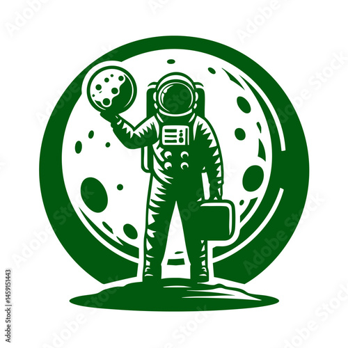 Astronaut on the Moon: A Vintage Space Exploration Illustration