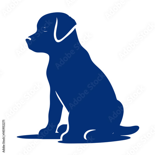 Adorable Puppy Silhouette: A Black and White Canine Portrait