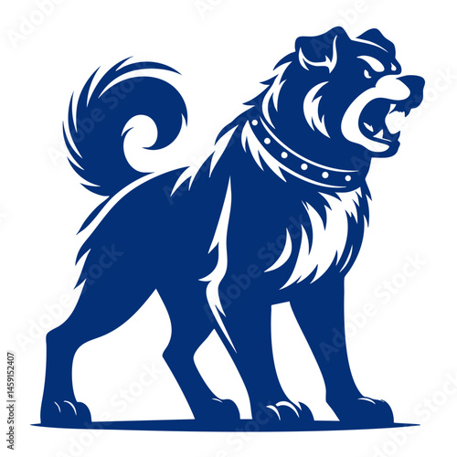 Aggressive Dog Silhouette: Black and White Canine Vector Graphic