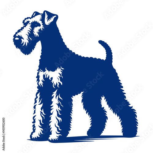 Majestic Airedale Terrier Silhouette: A Black and White Canine Portrait