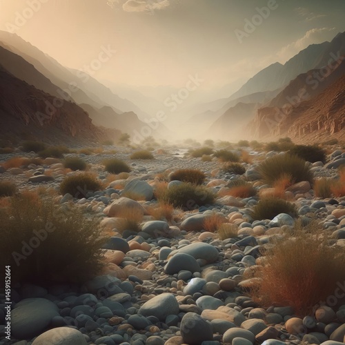 Wallpaper Mural rounded stones occasional vegetation signs of Torontodigital.ca