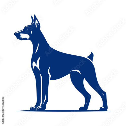 Majestic Doberman Pinscher Silhouette: Elegant Canine Profile in Black and White