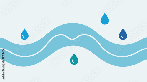 Hydration Waves A minimalist wave pattern symbolizing hydration with exosome icons integrated into the waves to show their role in moisture retention.