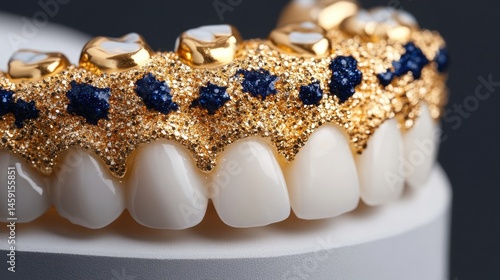 Obraz na płótnie Gold-covered dental prosthesis w salonie
