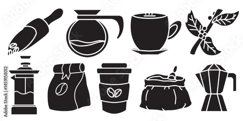 simple coffee icon collection. minimalist vector format. logos, stickers, merchandise, and user interface elements