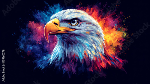 Eagle in Front of US Flag