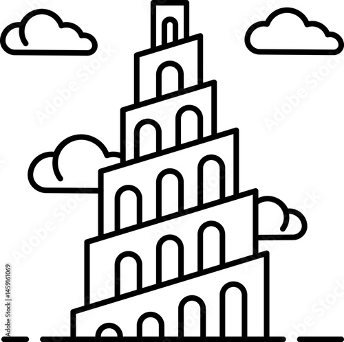 tower of babel illustration on a white background     