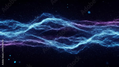 Abstract Nebula Space Background with Blue and Purple Hues in Dark Backdrop