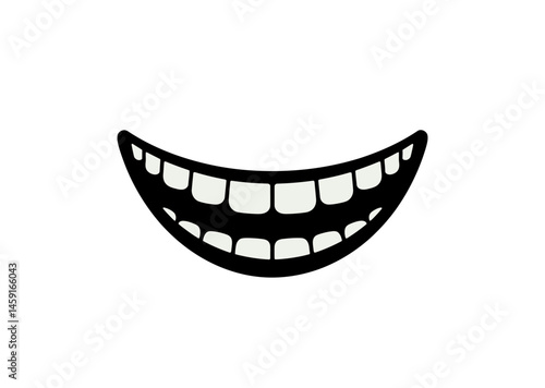 Scary smile teeth icon vector in black color isolated on white. Smiling faces with teeth.