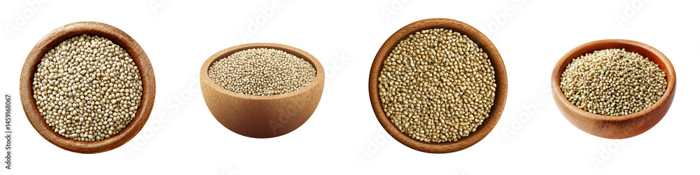 Assortment of quinoa grains in wooden bowls Assortment of quinoa grains in wooden bowls