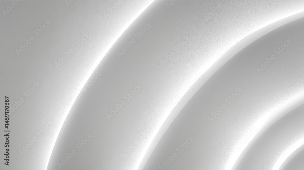 Curved white architectural elements with soft lighting create a modern, minimalistic abstract pattern.