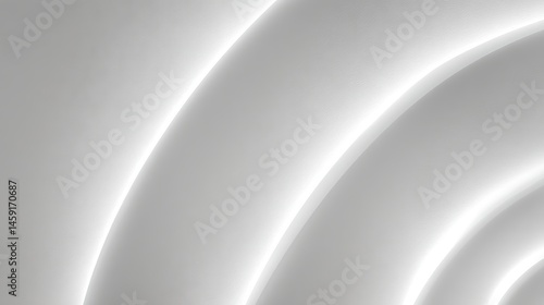 Curved white architectural elements with soft lighting create a modern, minimalistic abstract pattern.