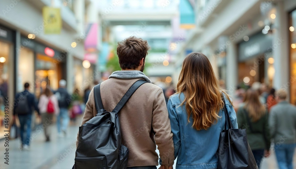 Fototapeta premium young couple walking in the mall