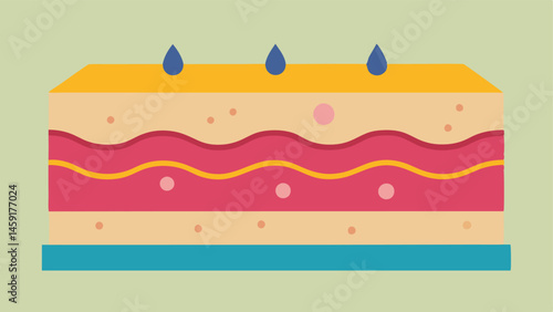 Layered Skin Diagram A layered skin diagram illustrating how nanotechnology trates the epidermis and stimulates collagen in the dermis while highlighting the serums travel path.