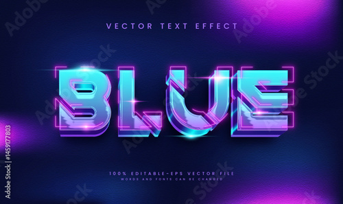 Editable neon blue text effect vector graphic.  Perfect for digital design projects.