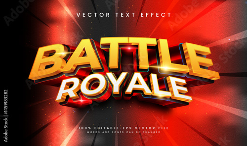 3D text effect design for 'Battle Royale'.  Editable vector file. Bold, dynamic style.