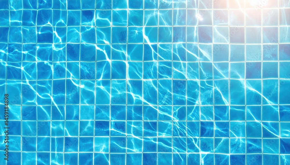 Sparkling Blue Swimming Pool Tiles Under Sunlight Summer Vacation Relaxation Texture Sparkling Blue Swimming Pool Tiles Under Sunlight Summer Vacation Relaxation Texture
