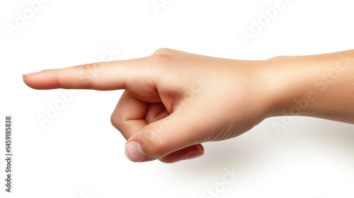 Obraz na płótnie Closeup of hand pointing or touching isolated on white background w salonie