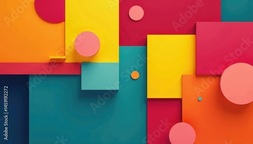 Bold geometric shapes in vibrant color blocks , blocks, background