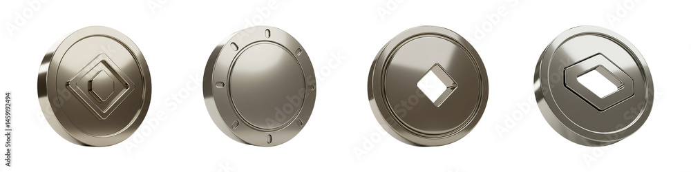 Set of Token Icons Isolated on Transparent Background Set of Token Icons Isolated on Transparent Background