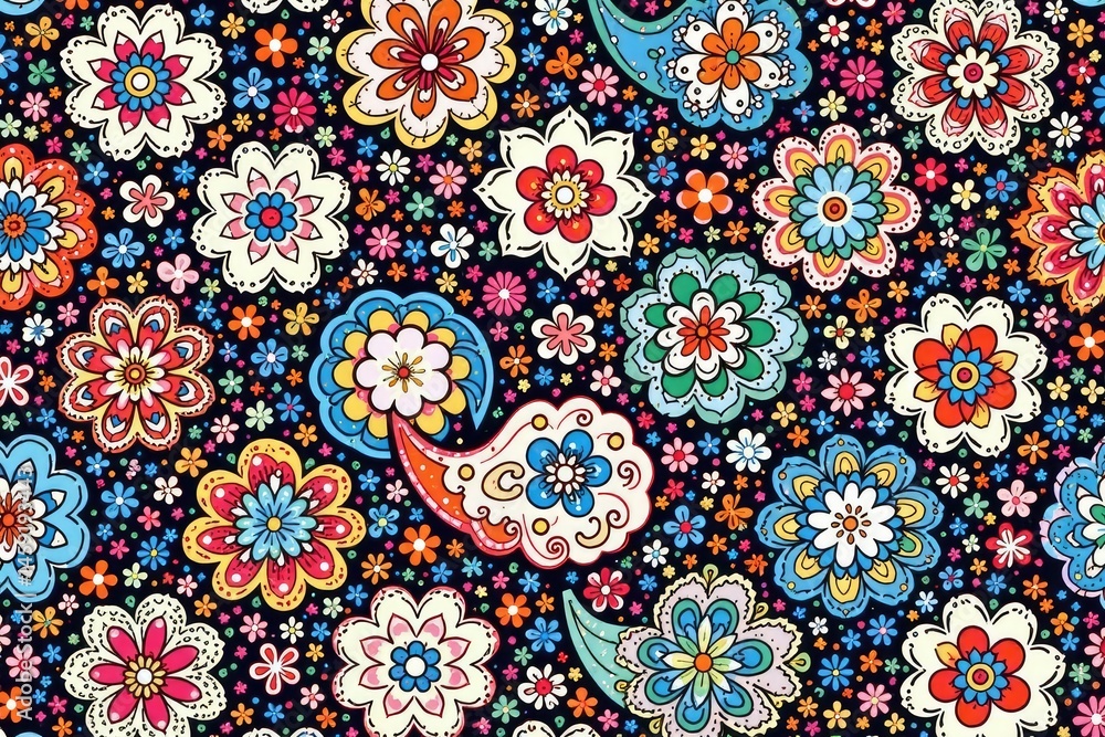 Bold, stylized paisley print in monochrome palette , pattern, dark Bold, stylized paisley print in monochrome palette , pattern, dark