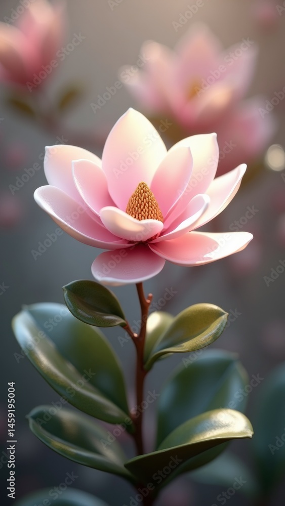 Fototapeta premium Pink lotus flower blossom with yellow center