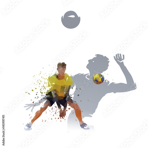 Volleyball, group of volleyball players collage, double exposure of isolated vector sports illustrations