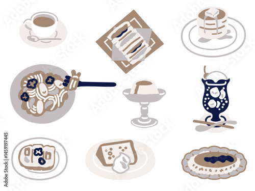 カフェメニューのイラストセット（カラー）