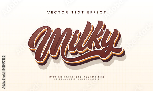A  brown and beige 3D typography design with the word 'Milky'. Editable vector file.
