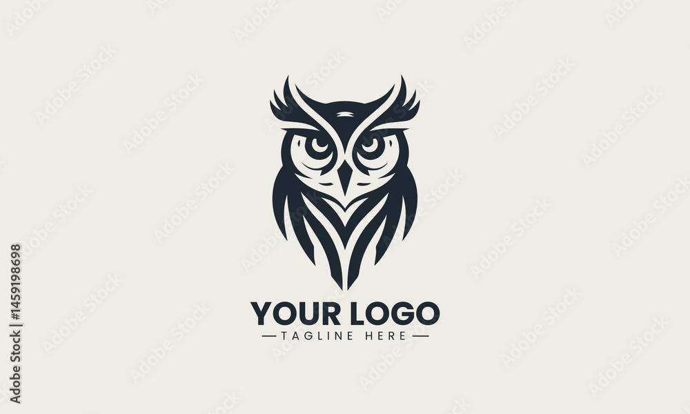 Silhouette of wise owl face showing focused expression in clean vector logo illustration design Silhouette of wise owl face showing focused expression in clean vector logo illustration design