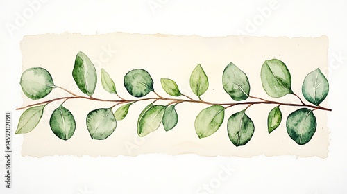 Watercolor Painting of Eucalyptus Branch Greenery Botanical Illustration Natural Decor Leaf Sprig