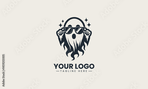 Vector logo of cartoon ghost with stylish sunglasses and expressive open mouth design Free Download Vector logo of cartoon ghost with stylish sunglasses and expressive open mouth design - GFXLoad