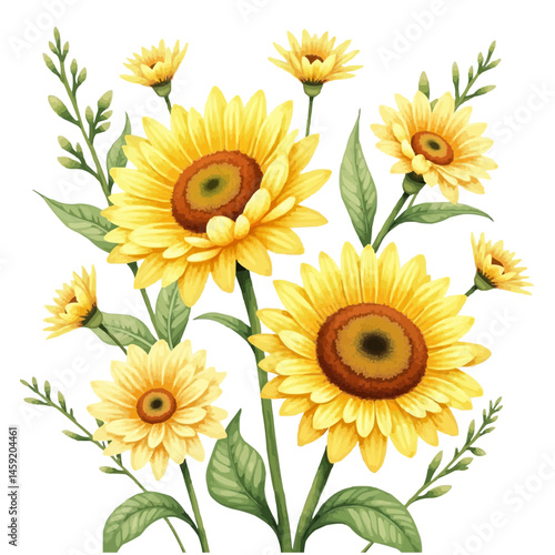 bouquet of sunflowers watercolor