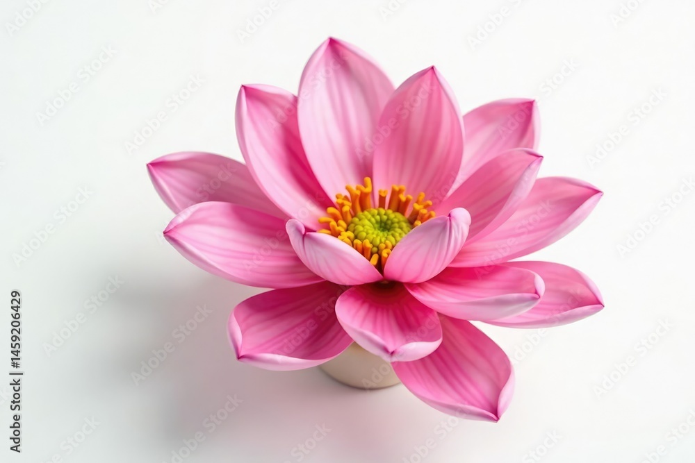 Delicate flower petals unfolding on a white background, details, bloom Delicate flower petals unfolding on a white background, details, bloom