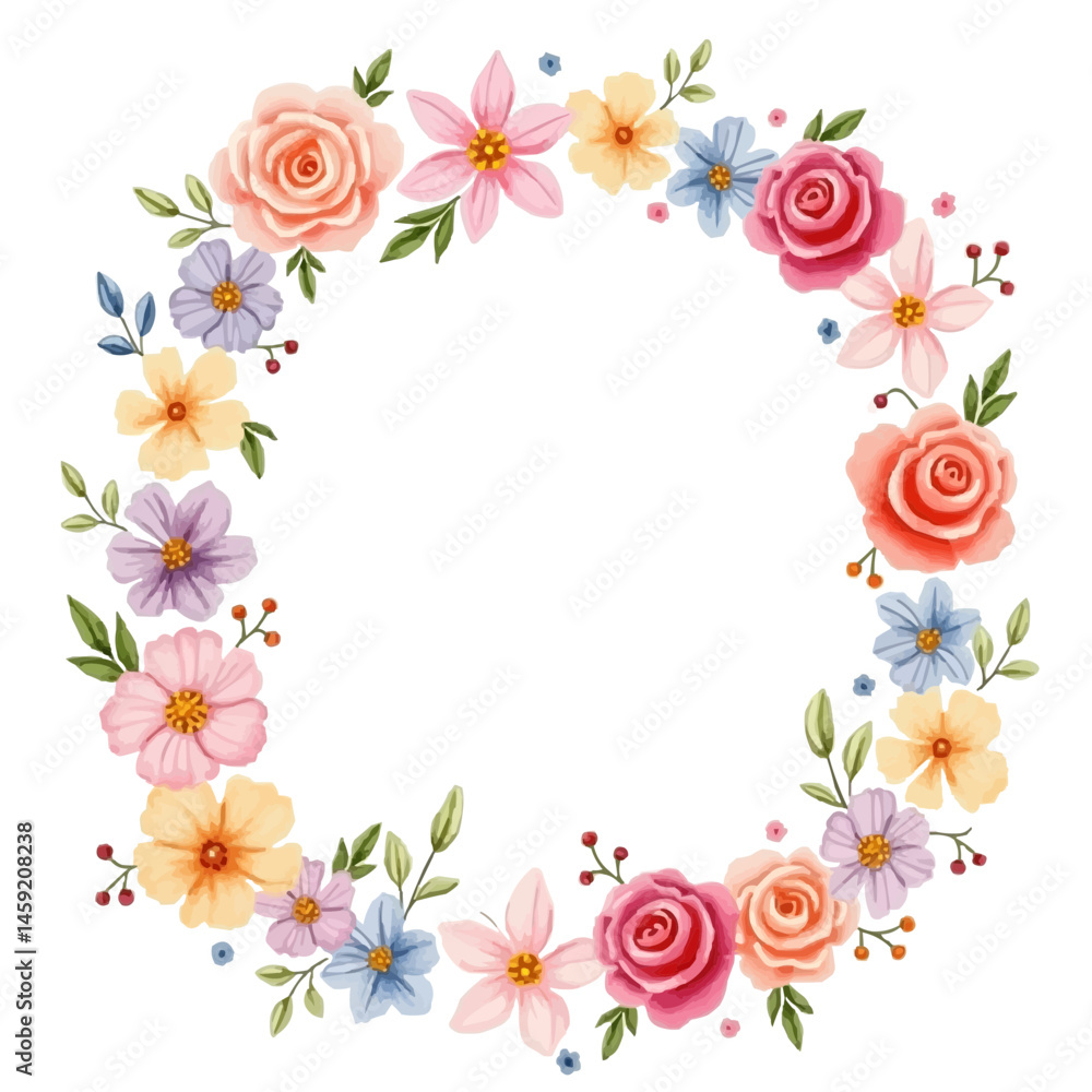 Naklejka premium frame of flowers watercolor