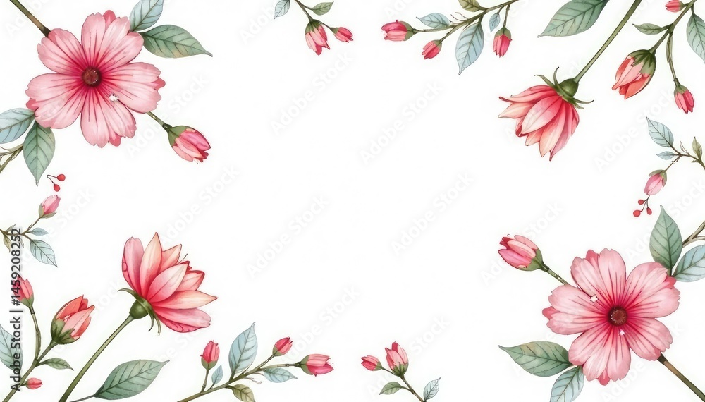 Obraz premium Delicate, small-scale floral print on white background, leaf, wallpaper, pattern