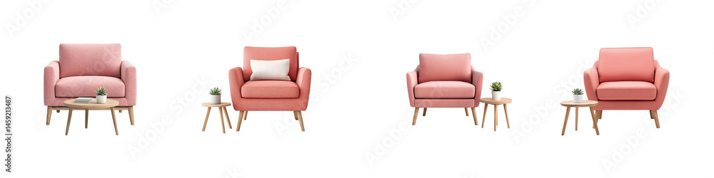 Fototapeta premium Modern pink living room furniture set