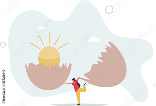 New creative idea, innovation or solution for business, entrepreneurship or startup idea, creation or discovery concept. character life .