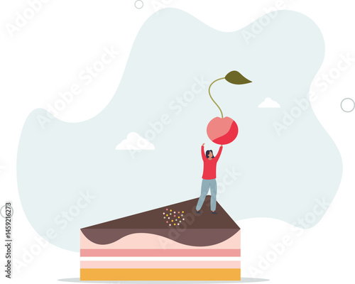 Unhealthy food nutrition. Weight loss diet, balanced healthy products.young woman with a piece of cake. character life .