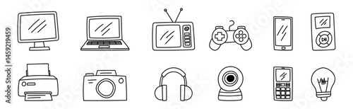 gadget doodle hand drawing electronic icon