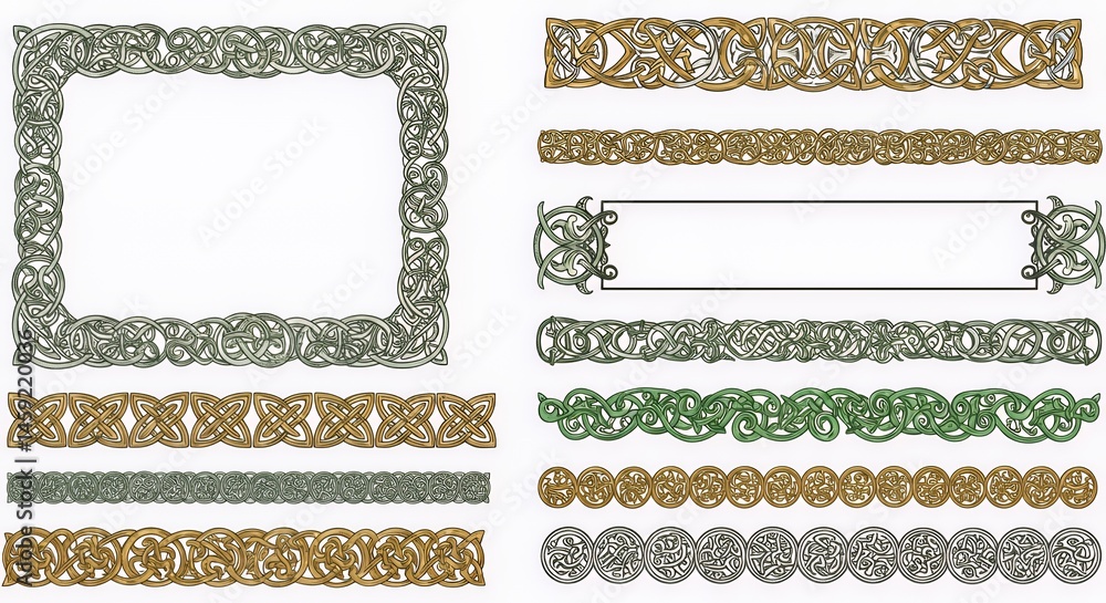 Fototapeta premium Celtic Knotwork Design Collection: intricate patterns for frames and borders