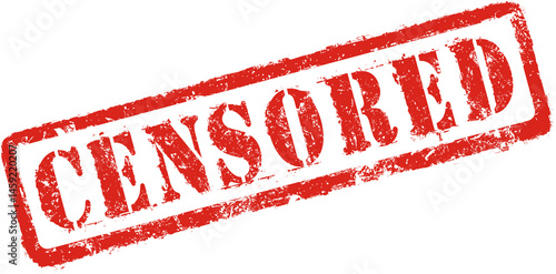 Censored Grunge Rubber Stamp – Vintage Red Distressed Effect- High resolution.