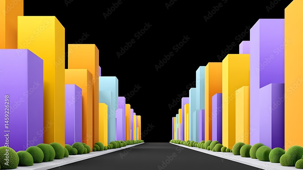 Fototapeta premium Colorful Cityscape Abstract Urban Road at Night.