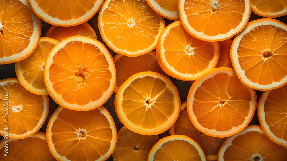 Top view of fresh orange slices full background, photorealistic detail, high resolution, top view, Top view of fresh orange slices full background, photorealistic detail, high resolution, top view,