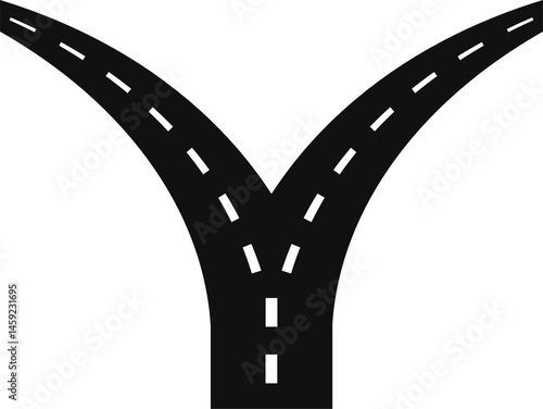 Asphalt road fork icon. Vector. 